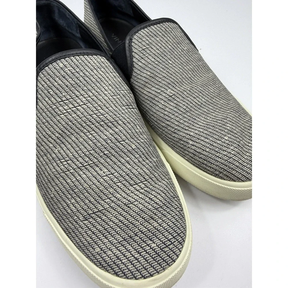Vince Blair Slip On Sneakers Grey Black Woven Textured Shoes Womens 7.5